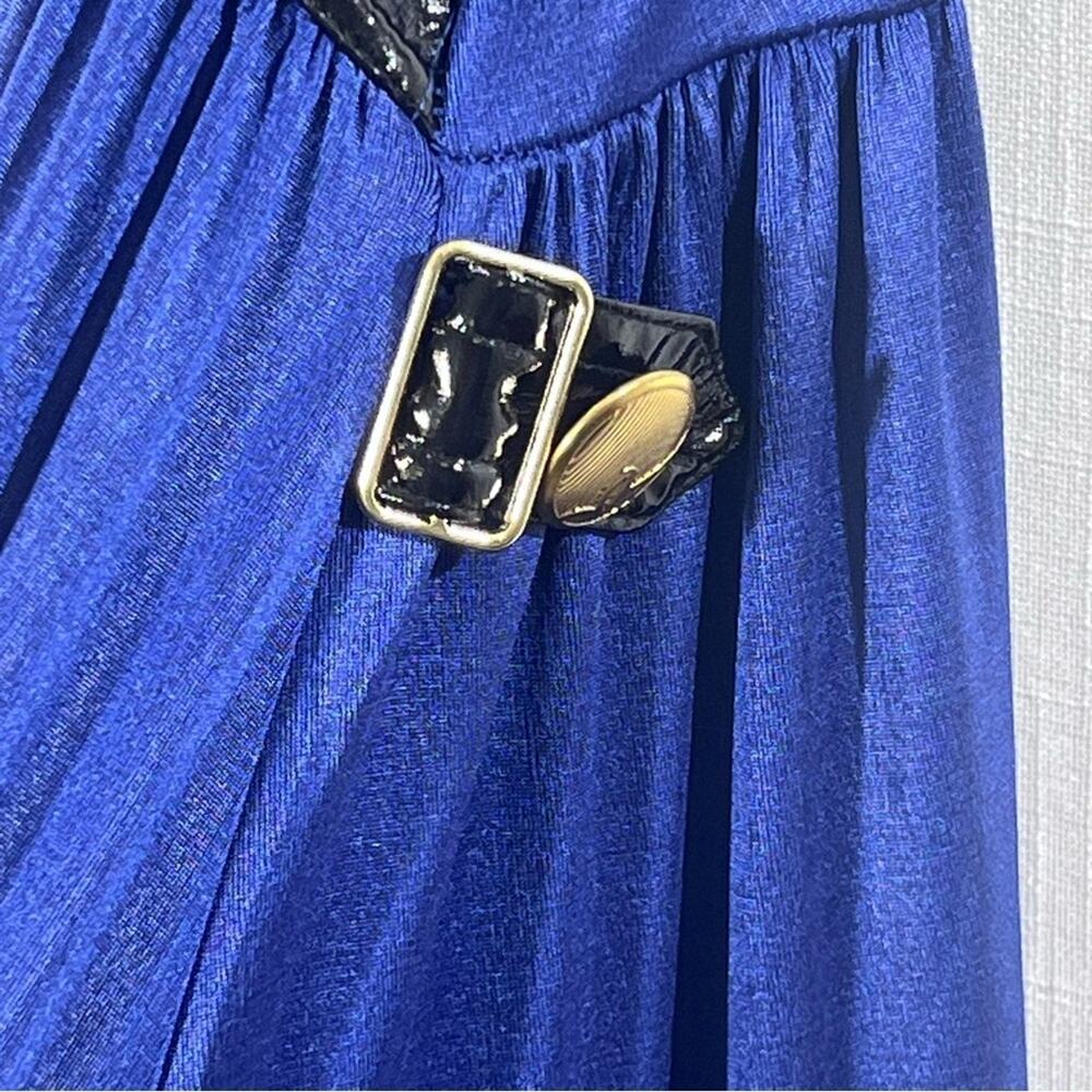 Rocawear NWT Blue Faux Patent Leather Buckle Strap Mini Babydoll Dress Size L - Picture 12 of 15